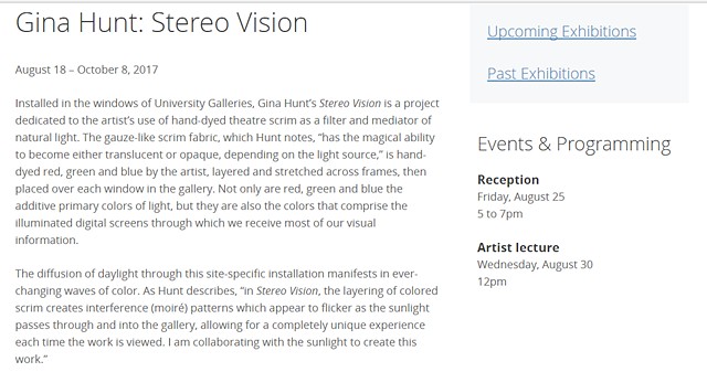"Stereo Vision" at University Galleries at Illinois State University / Normal, Illinois