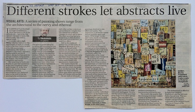 'Different Strokes Let Abstracts Live'


TJ McNamara - New Zealand Herald -   Arts - Review of 'Rollercoaster' - Artis Gallery - 12/10/2005
______________________________