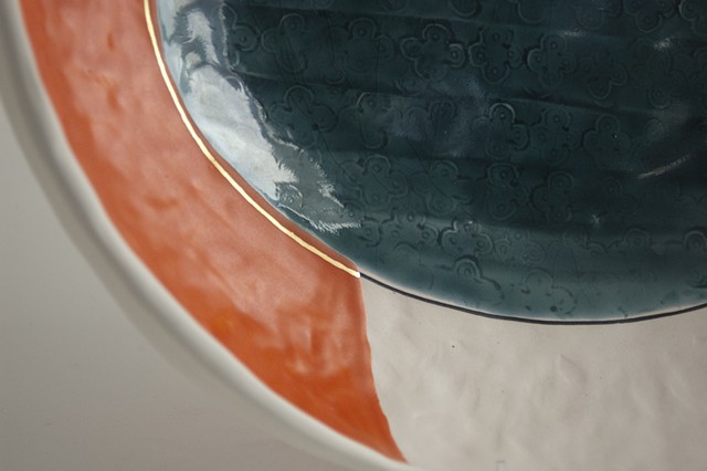 Large Oval Bowl, Pinched, Detail