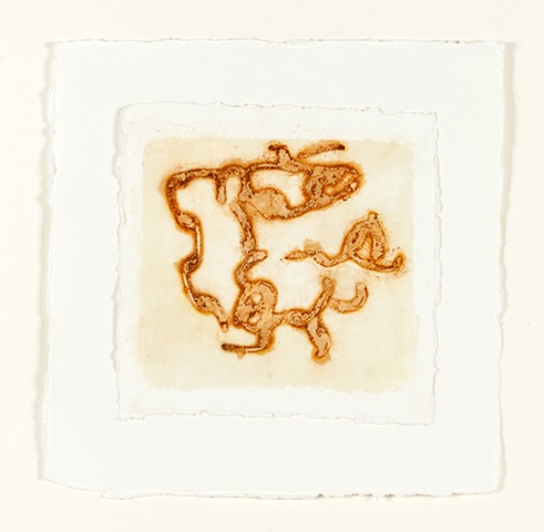 rusted chain, beeswax on handmade paper