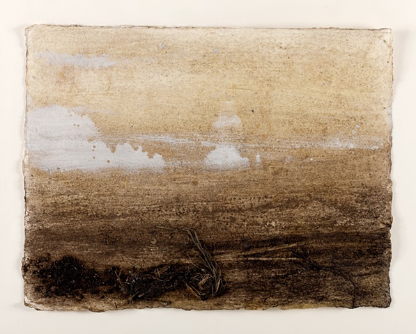 Peat, chalk, vegetation and local beeswax on handmade paper