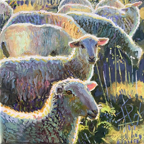 oil painting of sheep 