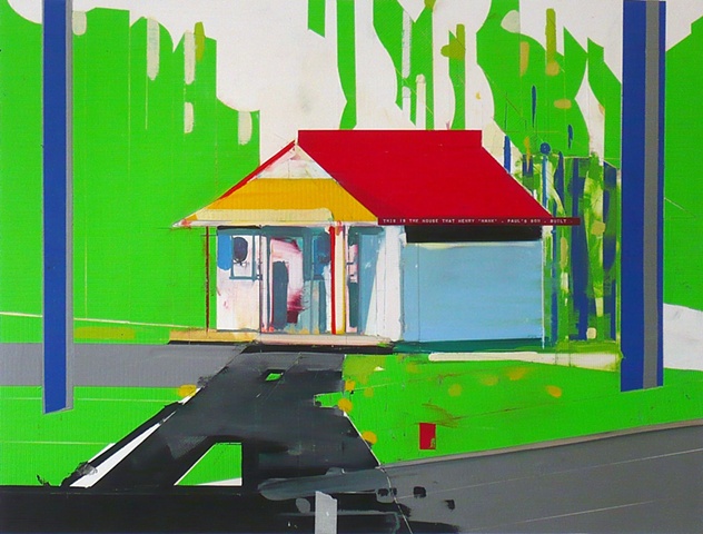 this is the house that Henry, 'Hank', Paul's son, built
duct tape, dymo & oil
28"x22"