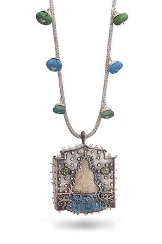 pendant inspired by Tibetan gau--a Buddhist amuletic prayer container 