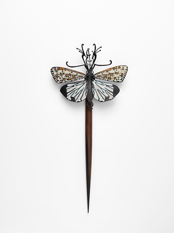 hairpiece inspired by a heliotrope moth observed on a camel trek in South Australia