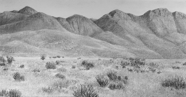 Katherine Meyer charcoal drawing desert New Mexico
