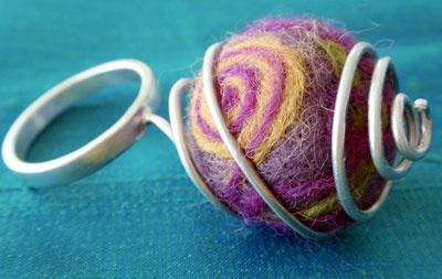 Spiral Felted Bead Ring