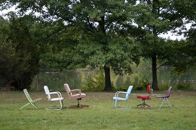 chairs, art, site specific sculpture