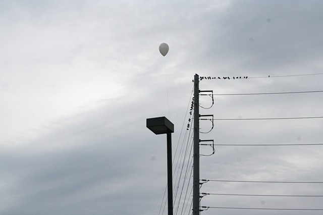 "Balloon on lamp post"