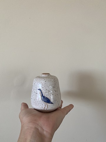 blue heron vase