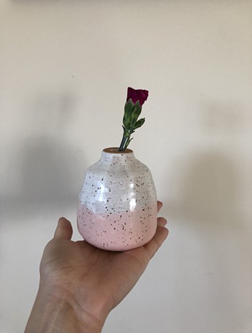 pink dipped speckled vase