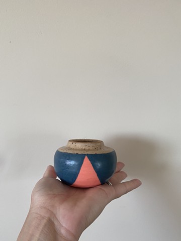 teal and coral vase