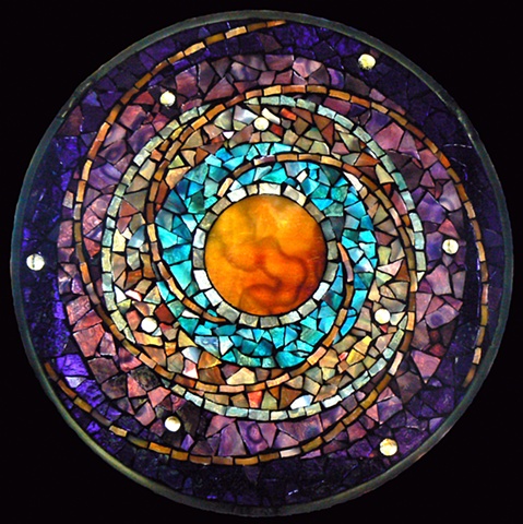 Stained Glass Mosaic Mandala Celestial Clockwork by David Chidgey
