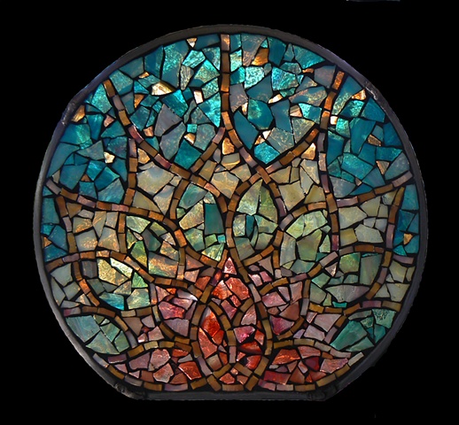 Stained Glass Mosaic Mandala Lotus Rising by David Chidgey