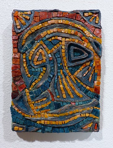 Mosaic, Watchful Eye, David Chidgey, carved terra-cotta, 