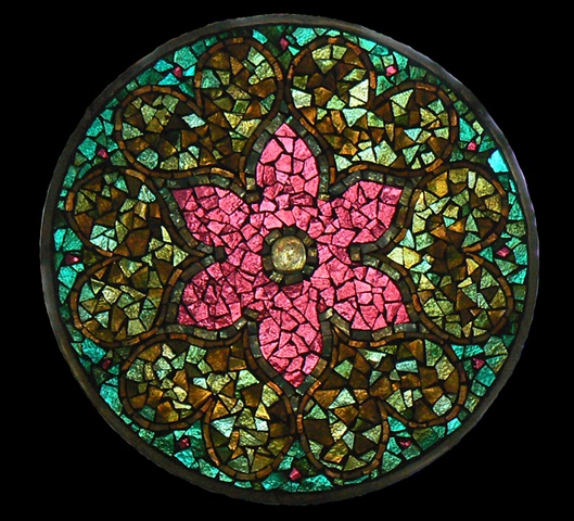 Stained Glass Mosaic Mandala Persian Flower by David Chidgey