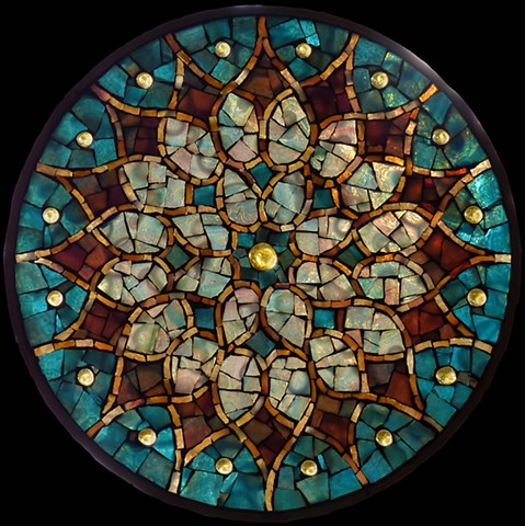 Stained Glass Mosaic Mandala Sunburst by David Chidgey