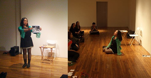 Performing at Bronx Art Space, NY, Itinerant Performance Festival, 2012

Right side photo by Hector Canonge