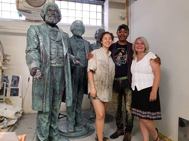 Celebrating the 200th Anniversary of the Birth of of Frederick Douglass.  "Re-Energizing the Legacy of Frederick Douglass" -13 Fiberglass Sculptures commissioned by Rochester Community Television, placed in 13 historic sites in the City of Rochester, NY