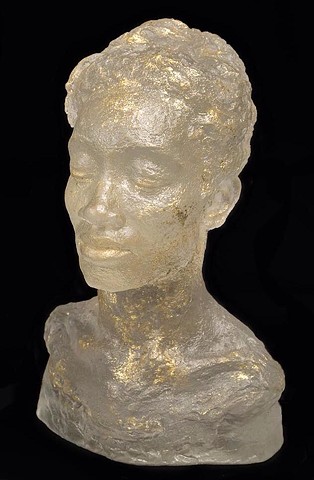 Female portrait Cast Glass figure sculpture artist