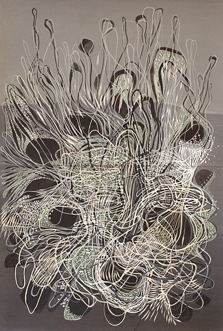 Abby Goldstein, Untitled in gray, pigment and dispersion on paper, 44 x 30 inches