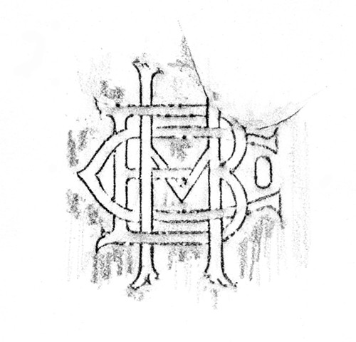 Doug Clouse, A rubbing of part of a bottle found on the shore of Tottenville, Staten Island. This monogram is for the Hadkins Bottling Company, which bottled various soft drinks from 1863 to 1950. 