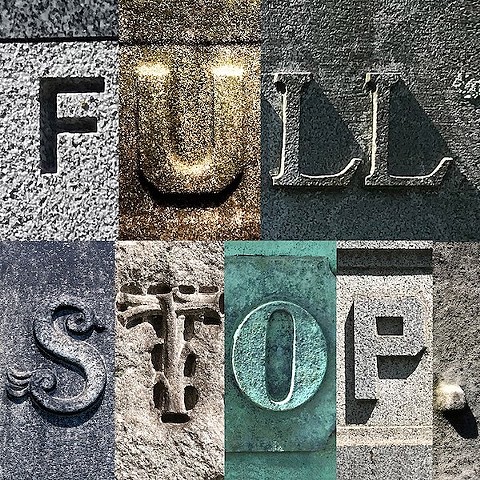 Doug Clouse, Full Stop, the title of a virtual tour of lettering in Green-Wood that I gave with Angela Voulangas in June 2020 04: Lettering, Green-Wood Cemetery 