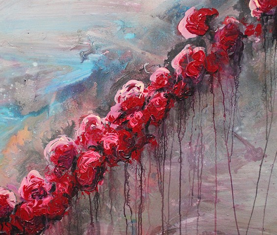 A Ruby Kindles in the Vines is an original painting by Dallas' emerging artist Suzie Collins
