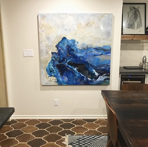 Oncoming Tide is an original fluid art painting by Dallas artist Suzie Collins
