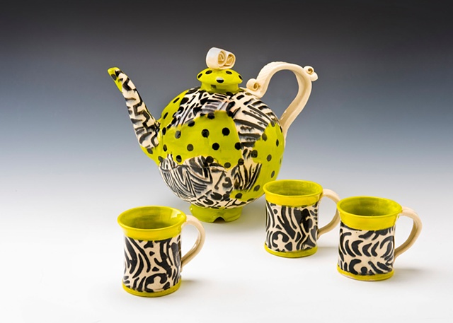 Af tex rounds teapot and cups lime green