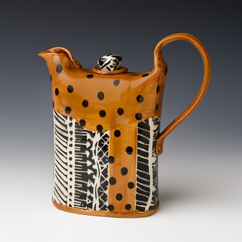 T brown african textile design teapot