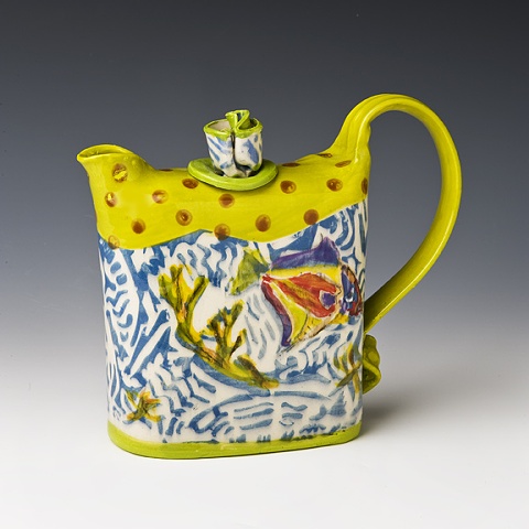 Af tex beach series teapot, yellow and blue