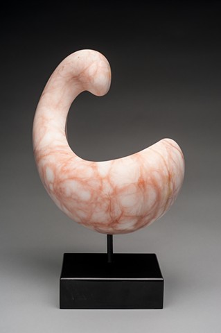 Jan Acton, Curled Up, abstract alabaster stone sculpture