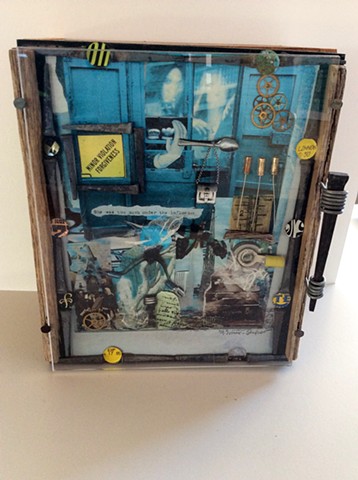 Collage Cabinet with cut nail wired handle