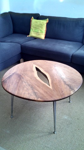 Mid-Century Modern Walnut coffee table with 50's Gazelle legs