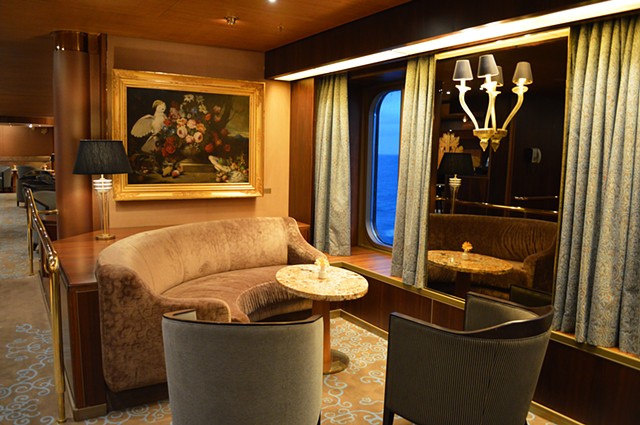 photograph of cruiseship interior lounge blue sea by Robyn LeRoy-Evans