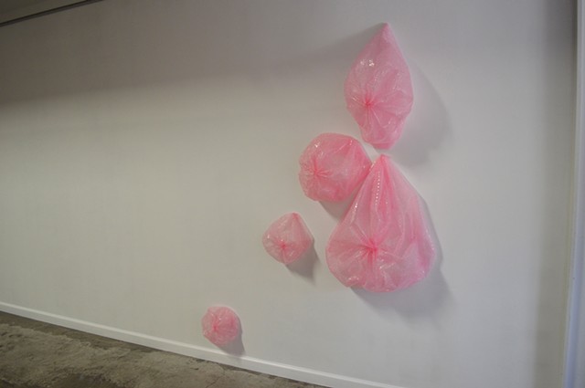pink bubblewrap sculpture installation breasts by Robyn LeRoy-Evans New Orleans Guts & Vigor