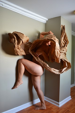 photograph of nude woman brown paper studio by Robyn LeRoy-Evans