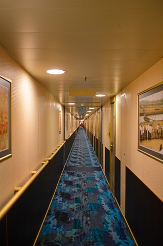 photograph of cruise ship interior passageway hallway by Robyn LeRoy-Evans