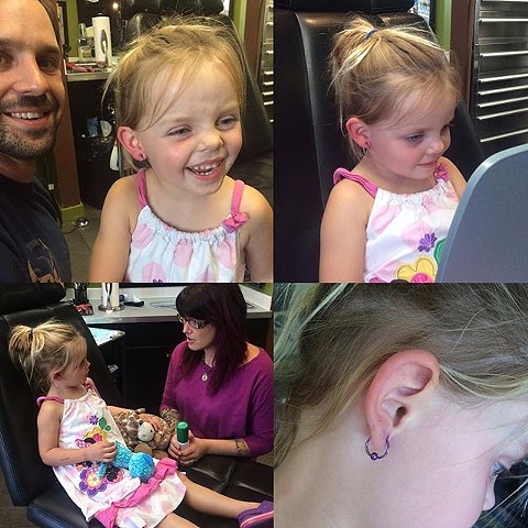 kids ear piercing at Strange World Tattoo in Calgary
