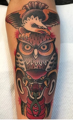 Tattoos of owls traditional style tattoos strange World Tattoo Calgary Alberta Canada 