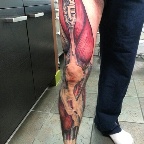 Leg sleeve colour tattoo