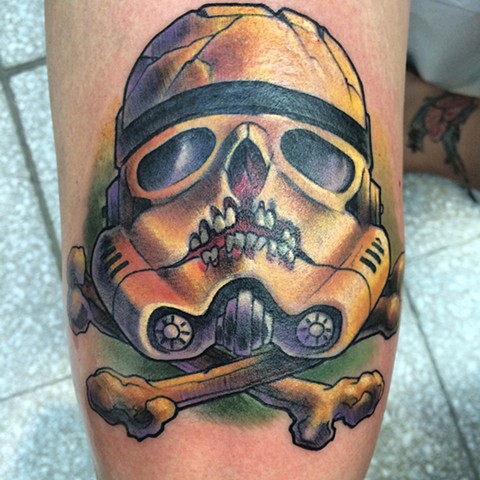 Star Wars tattoo stormtrooper helmet skull and crossbones 