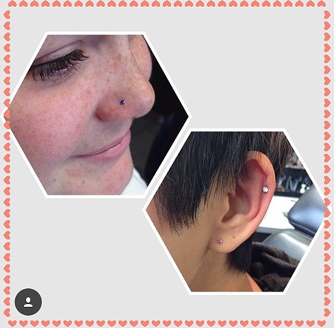 nose and ear piercing at strange world tattoo 