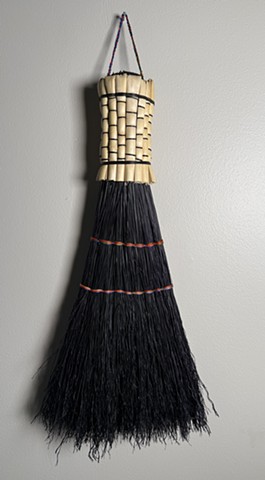 Black and Rainbow Stitched Whisk- for heartier sweeping