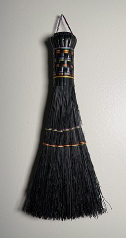 Midnight Stitched Whisk (vegan leather handle) - for heartier sweeping