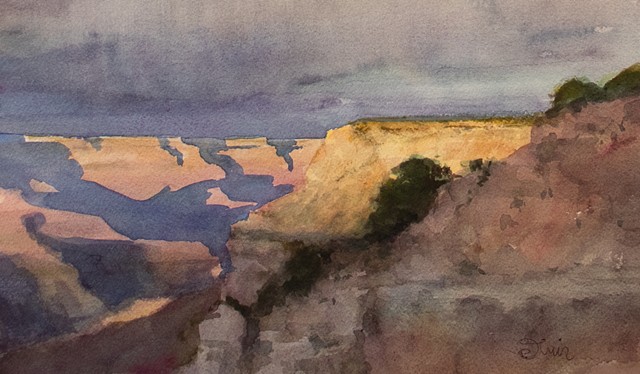 Devin Michael Roberts Watercolor Painting Sunset Grand Canyon 