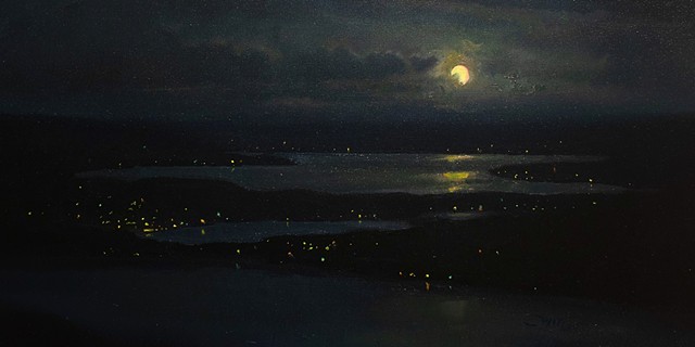 Devin Michael Roberts Artist Art Paintings Nocturne Moon For Sale 