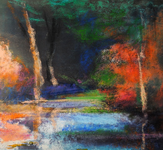 Stream in Autumn, pastel, 42x40