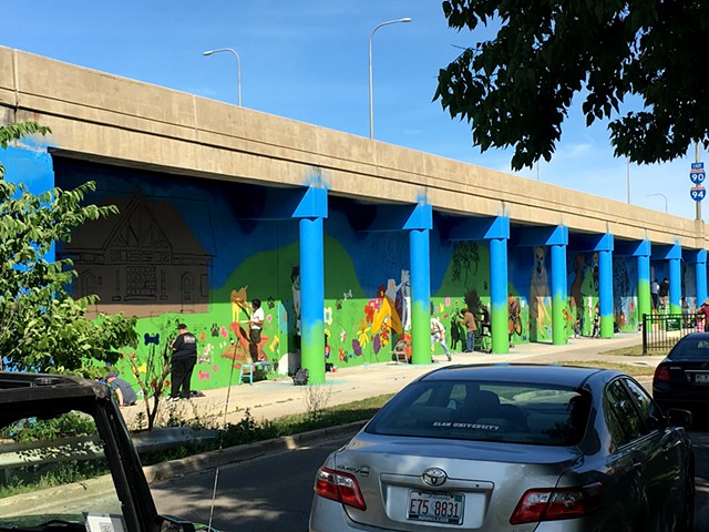 Large Section of Entire Logan Square Dog Park Mural
